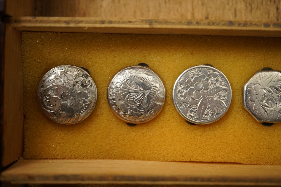 Sixteen assorted late 19th/early 20th century buttons and studs, largest 23mm;, Condition- good